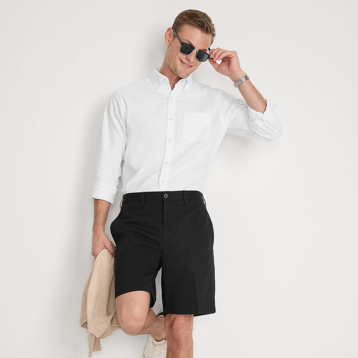 Men's No Iron 9" Plain Front Chino Short