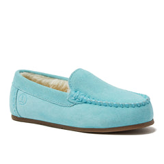Kids Fuzzy Lined Suede Moccasin Slippers
