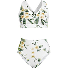 Women's V-Neck Bikini and High Waisted Bottom Swimsuit Set